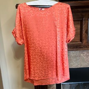 Coral Leopard Print Silk Top